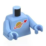 Torso Classic Space Logo Print, Bright Light Blue Arms and Hands