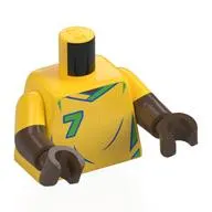 Torso, Dual Molded Arms with Football Shirt, Green Shapes, '7', 'VINI JR.' print, Yellow Sleeves Pattern, Umber Brown Arms and Hands