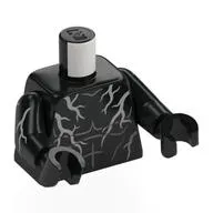 Torso, Dark Stone Grey Muscles, Silver Lightning print, Black Arms and Hands