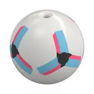 Minifig Head Special, Sphere with Football, Dark Pink/Dark Azure/Black Markings print