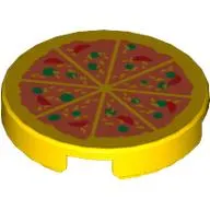 Tile Round 2 x 2 with Pizza Print