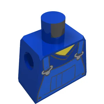 Minifig Torso with V-Neck Shirt and Blue Overalls Print