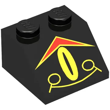 Brick Sloped 45° 2 x 2 with RoboForce Red Chevron and Yellow Eye Print