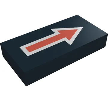 Tile 1 x 2 with Arrow Long Red with Silver Border Print