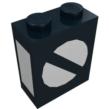 Brick 1 x 2 x 2 with Inside Axle Holder with Train Point Print