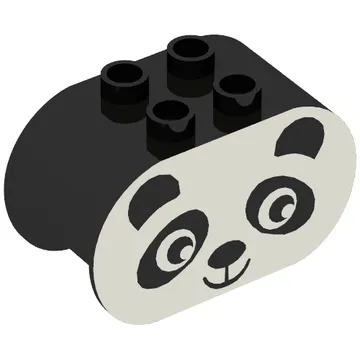Duplo Brick 2 x 4 x 2 Rounded Ends with Panda Face Print