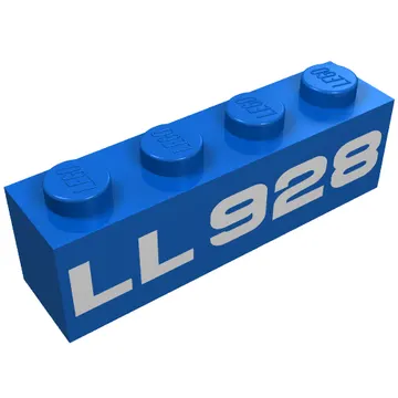 Brick 1 x 4 with Bottom Tubes, Lowered Center Cross Support with White 'LL928' Print