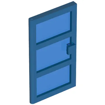 Door 1 x 4 x 6 with 3 Panes with Trans-Dark Blue Glass