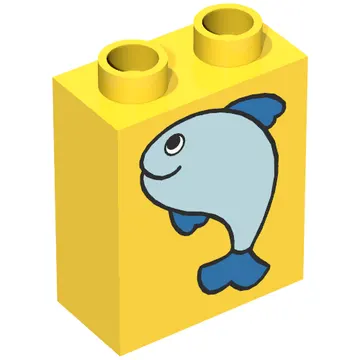 Duplo Brick 1 x 2 x 2 with Fish Large Print