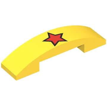 Brick Curved 4 x 1 Double with No Studs and Red Star with Black Outline Print