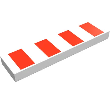 Tile 1 x 4 with 4 Red Stripes Print