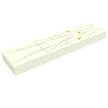 Tile 1 x 4 with Gray, Orange, and Green Lines Print