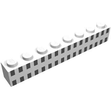Brick 1 x 8 with 32 Black Squares Print