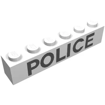Brick 1 x 6 with 'POLICE' Thin Black Print