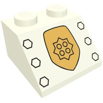 Brick Sloped 45° 2 x 2 with World City Gold Police Badge and Six Knobs Print