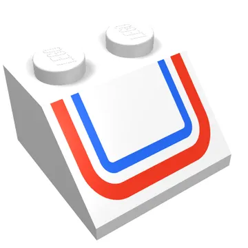 Brick Sloped 45° 2 x 2 with Red/Blue U-shaped Stripe Print