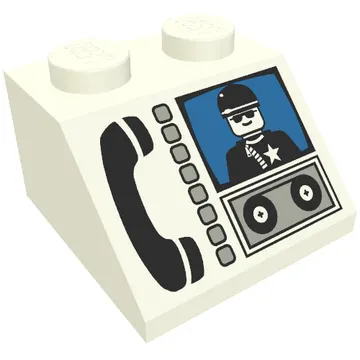 Brick Sloped 45° 2 x 2 with Phone and Minifig Print