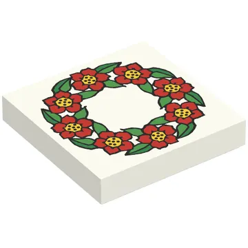 Tile 2 x 2 with Flower Ring Print