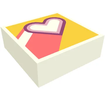 Tile 1 x 1 with Magenta/Bright Pink Heart, Coral Tail, Bright Light Orange Background print