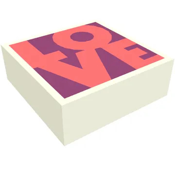 Tile 1 x 1 with Coral 'LOVE' on Magenta Background print