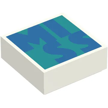 Tile 1 x 1 with blue 'MISS' on Dark Turquoise Background print