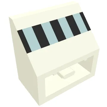 Brick Sloped Inverted 45° 2 x 2 with Black/Blue Stripes Print