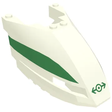 Train Front 6 x 10 x 3 2/3 Triple Curved with Green Stripe and Train Logo Print