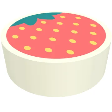 Tile Round 1 x 1 with Strawberry print