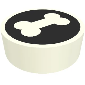 Tile Round 1 x 1 with White Bone on Black Background print