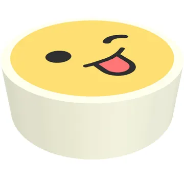 Tile Round 1 x 1 with Smiley Wink, Tongue print