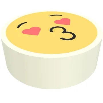 Tile Round 1 x 1 with Smiley, Kiss Face, Heart for Eyes print