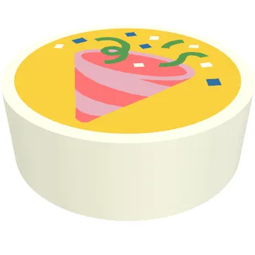 Tile Round 1 x 1 with Pink Party Hat on Bright Light Orange Background print