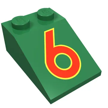Brick Sloped 33° 3 x 2 with Red "6" Print