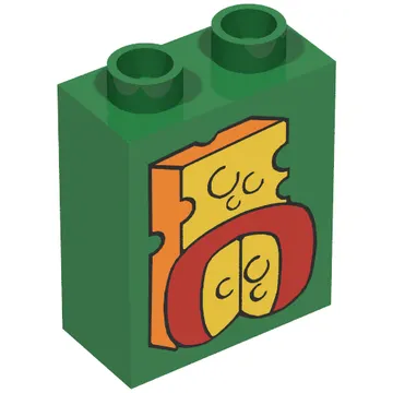 Duplo Brick 1 x 2 x 2 with Two Cheeses Print