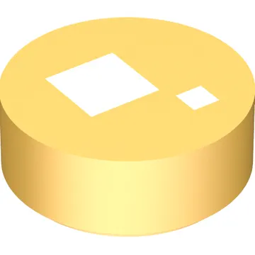 Tile Round 1 x 1 with Large and Small White Squares, Metallic Gold Background Print (Brickheadz Eye)