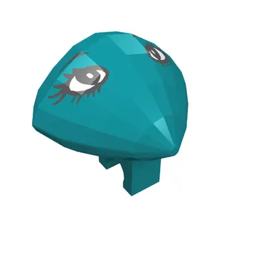Minifig Head Special with Clip and Eyelashes Print (Martian)