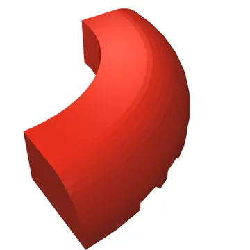 Brick Round Corner 5 x 5 x 1 Curved, Bottom Cut Outs, No Studs, 7 Bottom Tubes