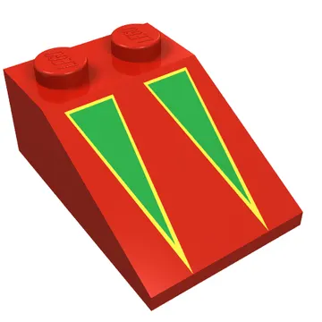 Brick Sloped 33° 3 x 2 with Green on Yellow Triangles Print