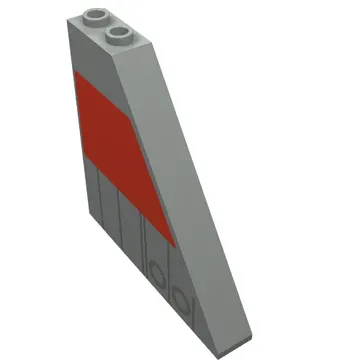 Brick Sloped 55° 1 x 6 x 5 with Red and Dark Gray Print