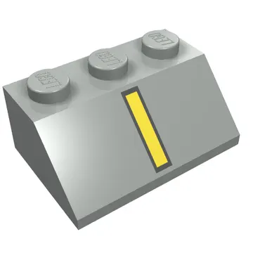 Brick Sloped 45° 2 x 3 with Yellow Line and Black Border Print