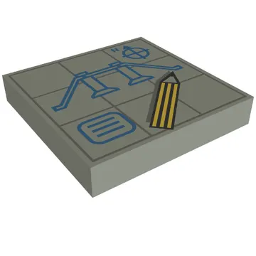 Tile 2 x 2 with Blueprints and Pencil Print