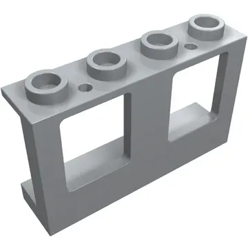 Window 1 x 4 x 2 Plane, Hollow Studs, Single Hole Top and Bottom for Glass