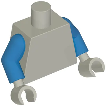 Torso Armour with Silver and Dark Azure Panels, Orange Pentagon with Yellow Lion Print, Blue Arms, Light Bluish Gray Hands