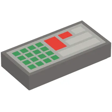 Tile 1 x 2 with Green, Red and Light Bluish Gray Rectangles