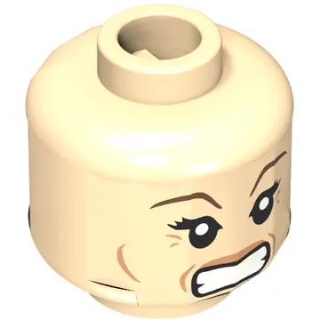Minifig Head Narcissa Malfoy, Dark Brown Eyebrows and Crow's Feet Smiling / Angry Print