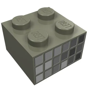 Brick 2 x 2 with Gray Squares on 2 Sides Print
