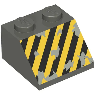 Brick Sloped 45° 2 x 2 with Black and Yellow Stripes Print