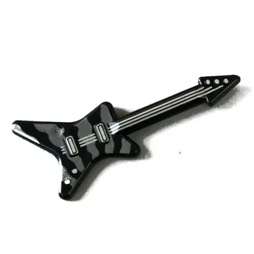 Musical Instrument Guitar Electric 'ML' Type with Pick Guard and Silver Strings and Knobs, Grey Decorations Print