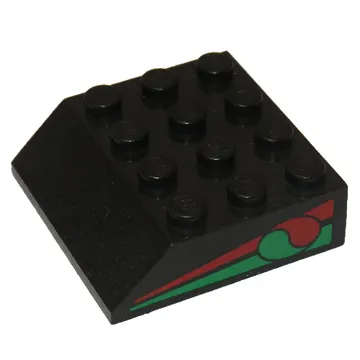 Brick Sloped 45° 4 x 4 with Octan Logo and Red & Green Stripe Print