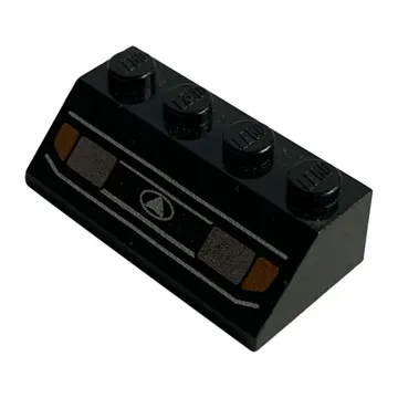 Brick Sloped 45° 2 x 4 with Headlights 1 Print, White Lines